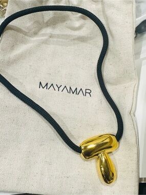 MAYAMAR Gold Accent Cosmetic Pouch with Black Rope Detail